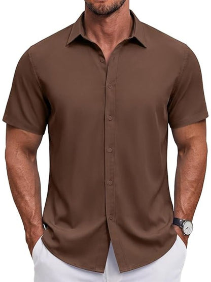 Men's Short Sleeve Casual Button-Down Shirt (US Only)
