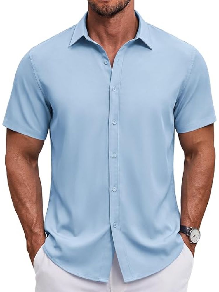 Men's Short Sleeve Casual Button-Down Shirt (US Only)