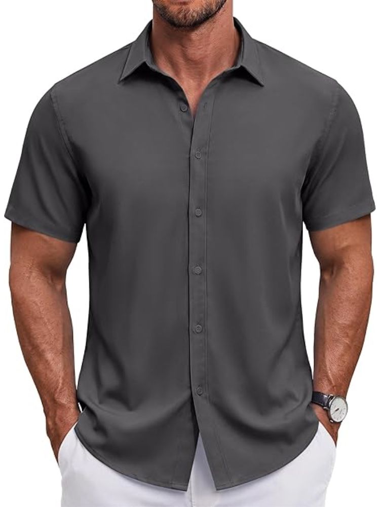 Men's Short Sleeve Casual Button-Down Shirt (US Only)