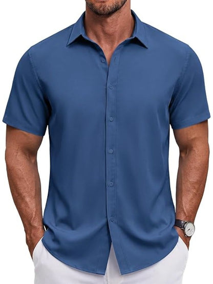 Men's Short Sleeve Casual Button-Down Shirt (US Only)