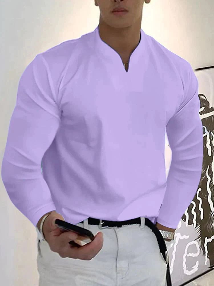 Loose V Neck Long Sleeves Shirt (Live Only)