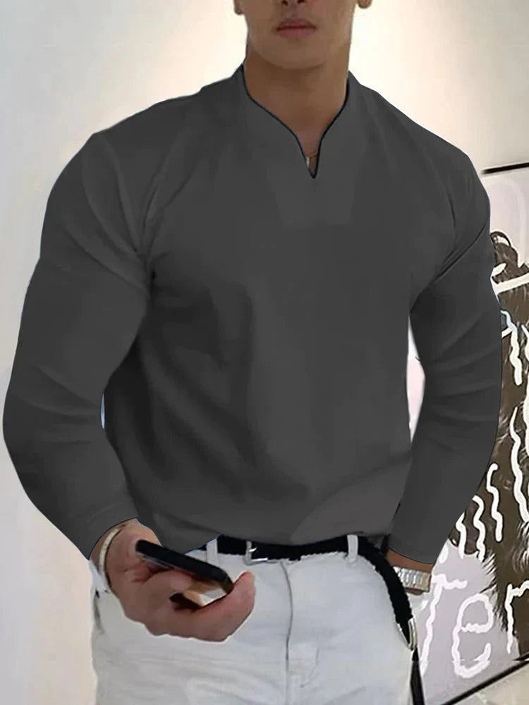 Loose V Neck Long Sleeves Shirt (Live Only)