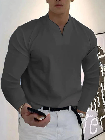Loose V Neck Long Sleeves Shirt (Live Only)