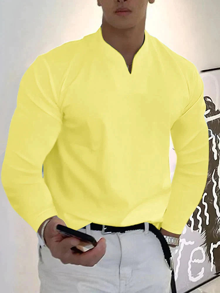 Loose V Neck Long Sleeves Shirt (Live Only)