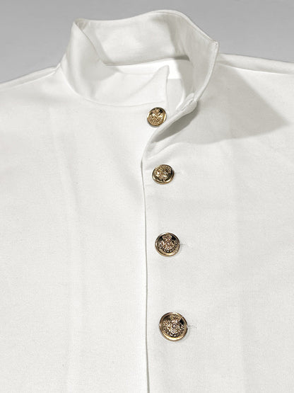 Military-Inspired Button Detail Matching Set