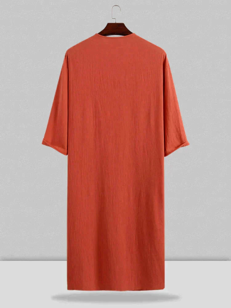 Long Cotton Linen Style Slit Shirt