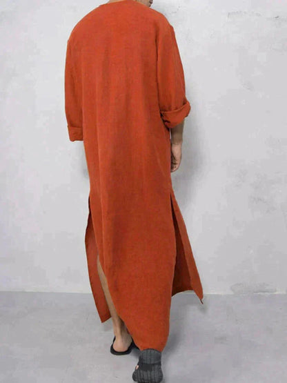 Long Cotton Linen Style Slit Shirt (Live Only)