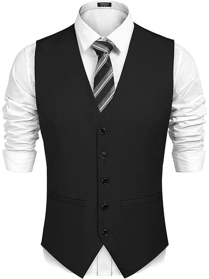 2-Piece Two Button Solid Prom Tuxedo Blazer Vest Set (US Only)