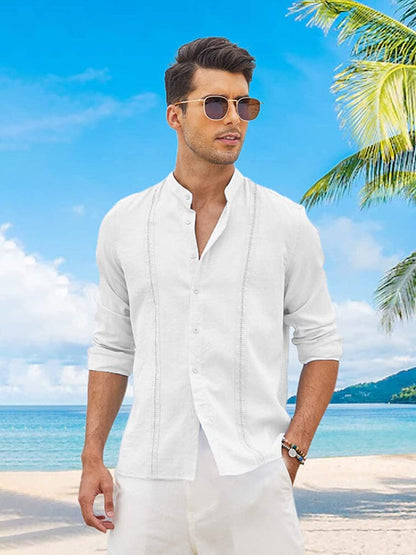 Embroidered Guayabera Linen Shirt (Live Only)