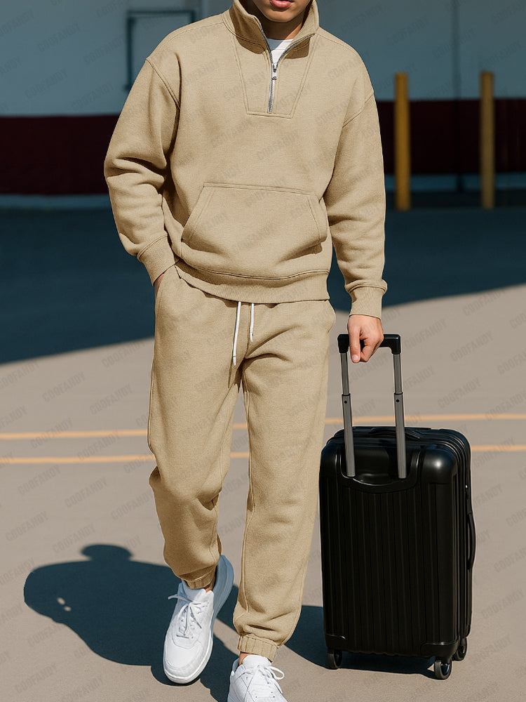 Trendy Stand Collar Sweatshirt Pants Set