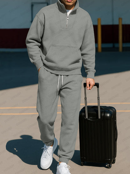 Trendy Stand Collar Sweatshirt Pants Set