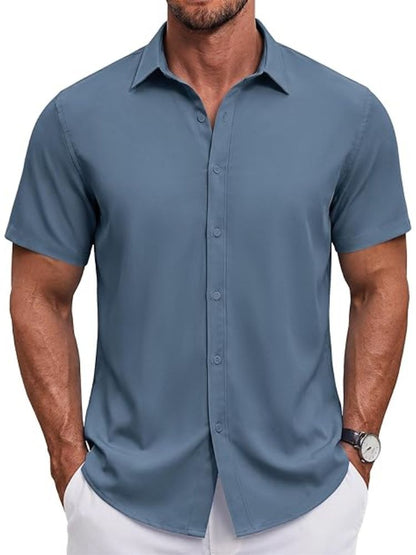 Men's Short Sleeve Casual Button-Down Shirt (US Only)