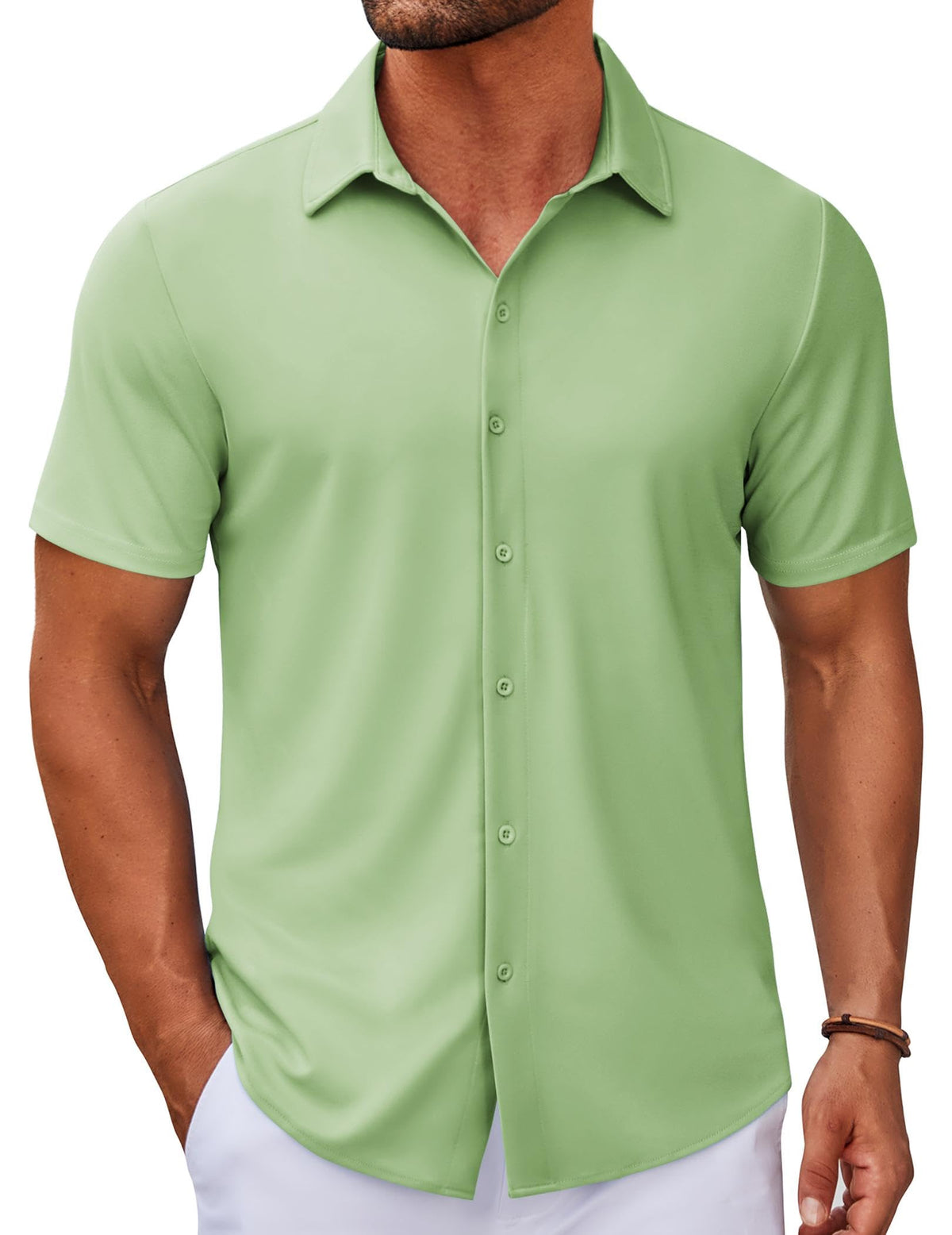 Casual Wrinkle Free Button Down Short Sleeve Shirt (US Only)
