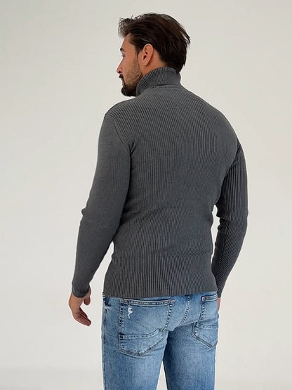 Ribbed Slim Fit Knitted Pullover Turtleneck Sweater (US Only)