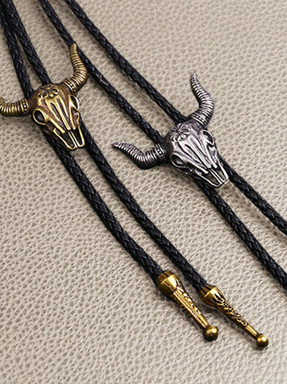 Vintage Cow Skull Bolo Tie Necklace