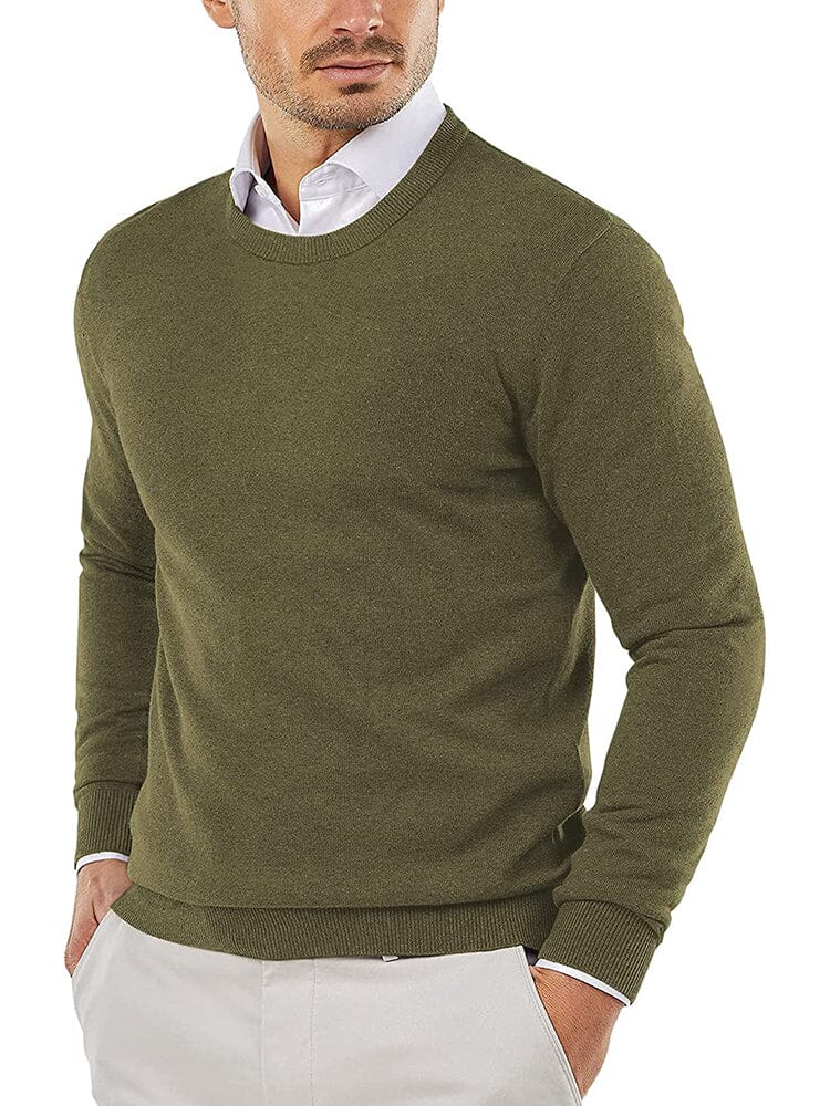 Crew Neck Slim Fit Pullover Knitted Sweater (Live Only)