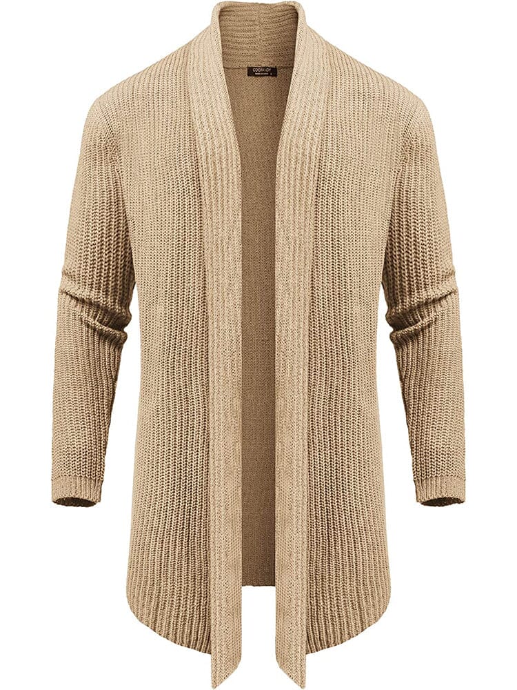 Knit Ruffle Drape Long Cardigan (US Only)