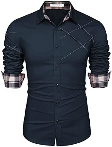 Plaid Collar Button Cotton Dress Shirt (US Only)