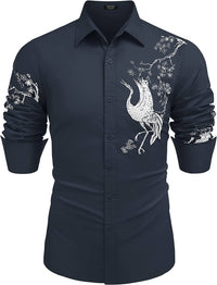 Navy Blue(white Crane)
