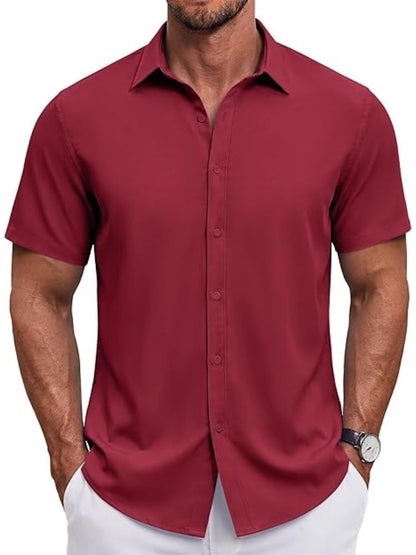 Men's Short Sleeve Casual Button-Down Shirt (US Only)