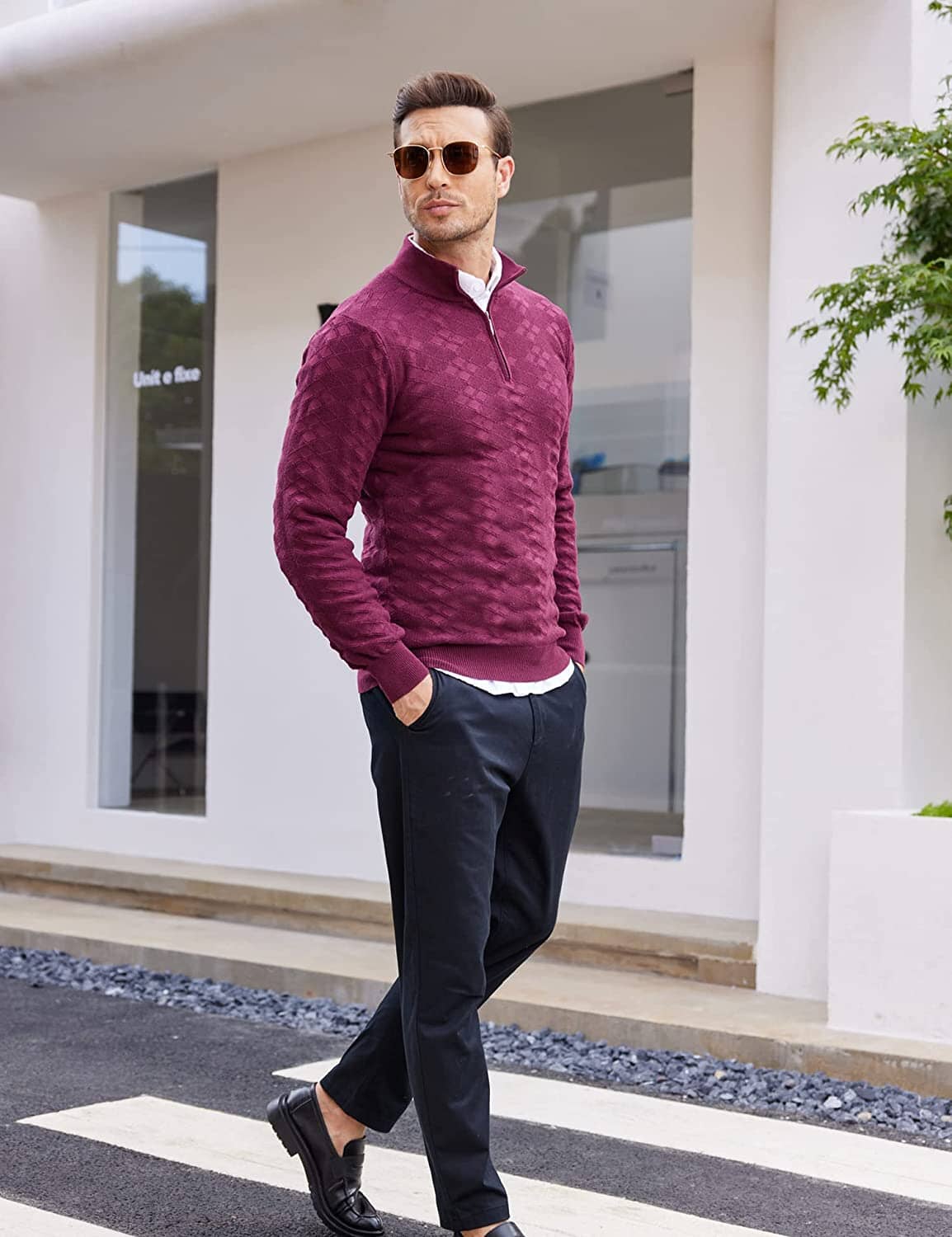 Quarter Zippper Mock Neck Pullover Sweater (US Only)