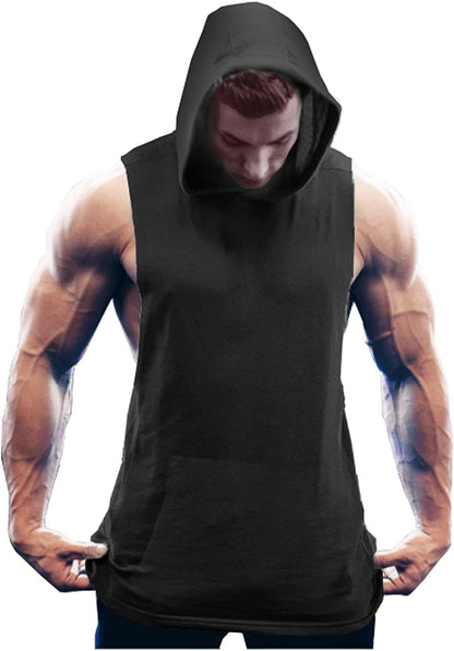 Workout Bodybuilding Muscle Sleeveless Hooded Tank Top (US Only)