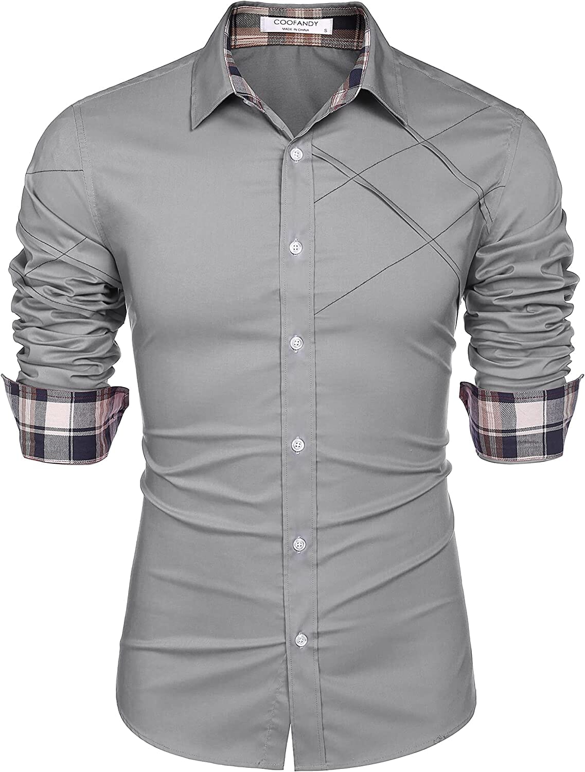 Plaid Collar Button Cotton Dress Shirt (US Only)
