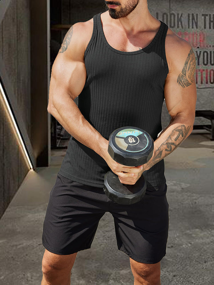Gym Muscle Ribbed Knit Tank Top (US Only)