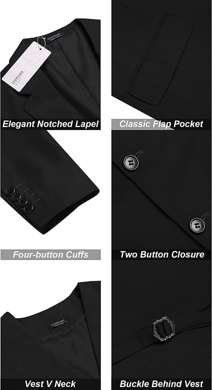 2-Piece Two Button Solid Prom Tuxedo Blazer Vest Set (US Only)