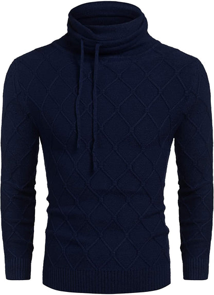Men's Knitted Turtleneck Sweater Casual Thermal Long Sleeve Pullover