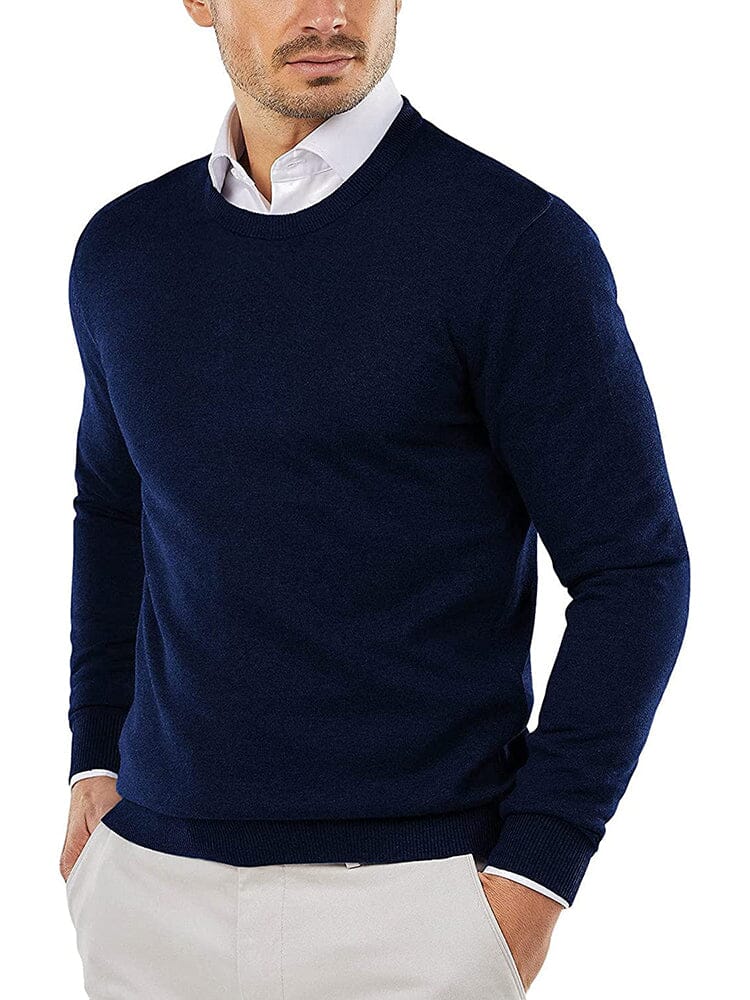 Crew Neck Slim Fit Pullover Knitted Sweater (Live Only)