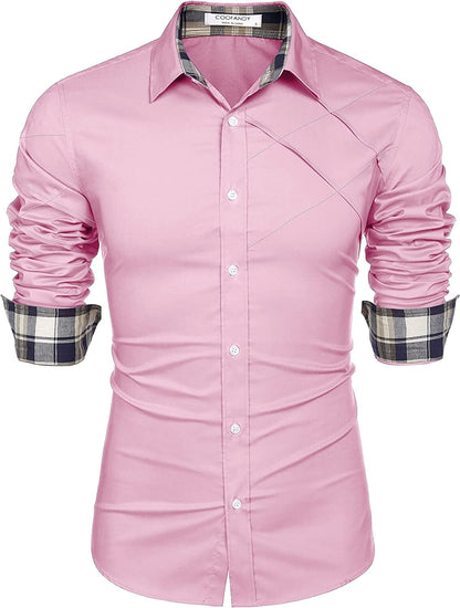 Plaid Collar Button Cotton Dress Shirt (US Only)