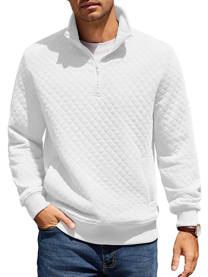 Trendy Quarter Zip Pullover Quilted Sweatshirt (US Only)