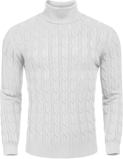 Slim Fit Turtleneck Twisted Knitted Pullover Sweater (US Only)