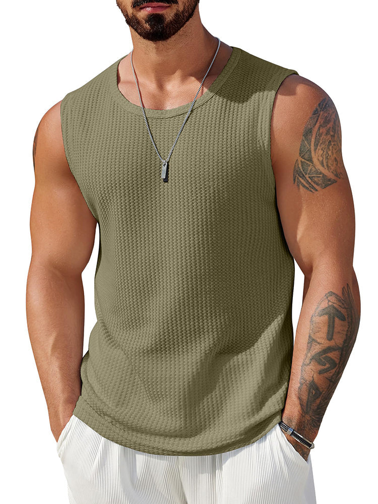 Casual Waffle Knit Muscle Tank Top (US Only)