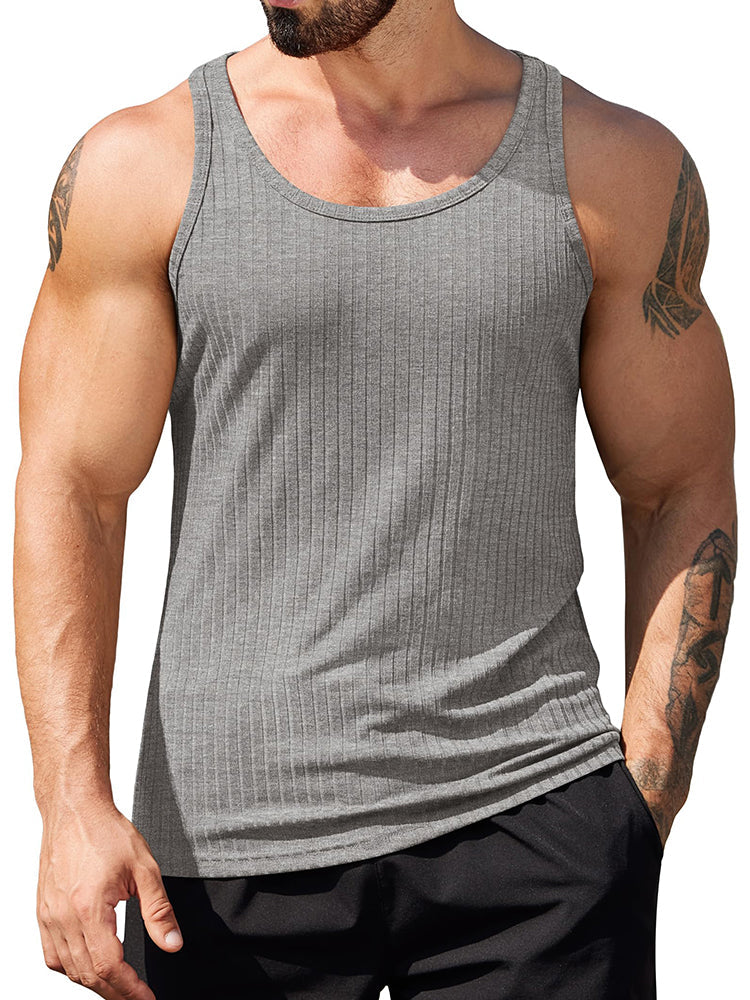 Gym Muscle Ribbed Knit Tank Top (US Only)