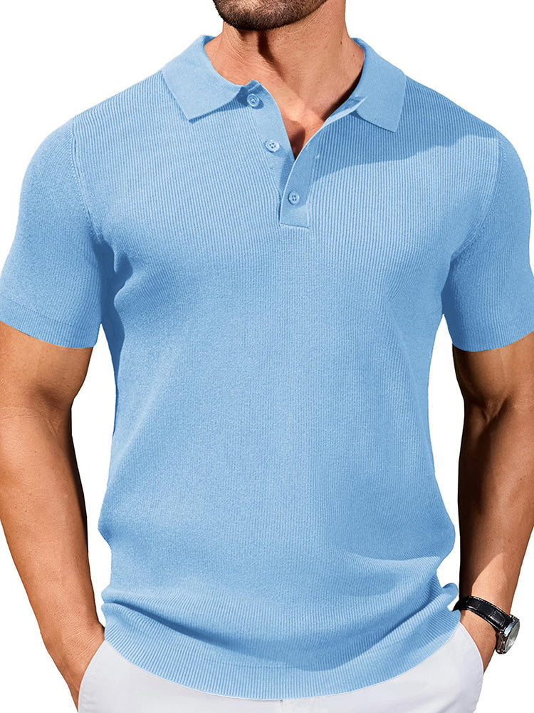 Ribbed Knit Textured Polo Shirt (US Only)