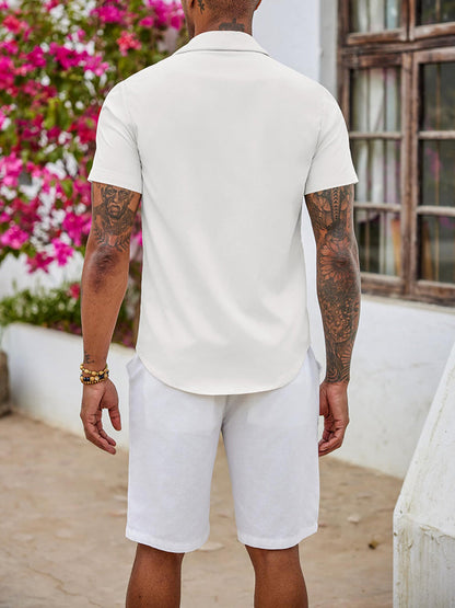 Casual Short Sleeve Button Down Dress Shirt