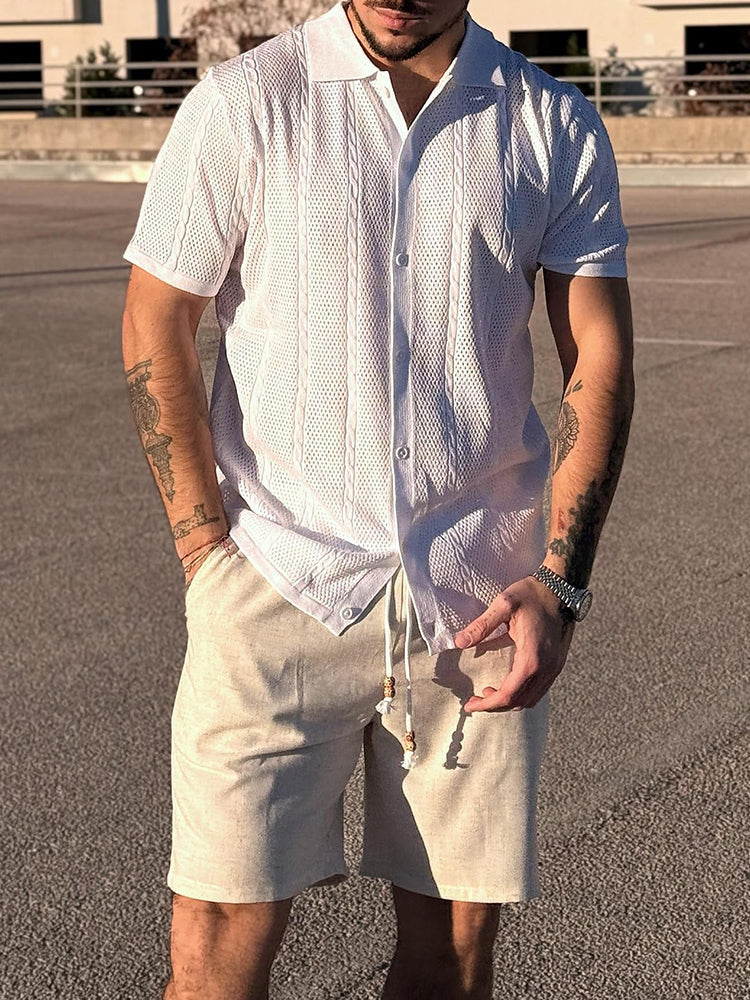 Casual Drawstring Linen Blend Shorts (US Only)