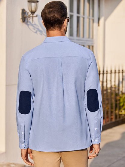 Classic Solid Long Sleeve Button Shirt with Chest Pocket (US Only)
