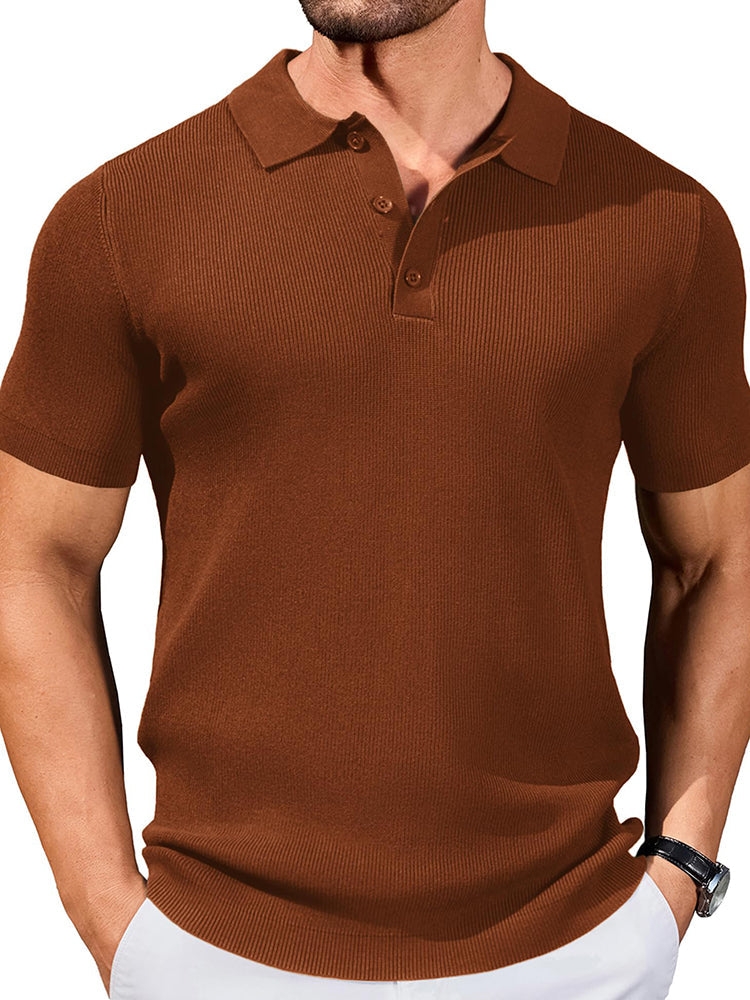 Ribbed Knit Textured Polo Shirt (US Only)