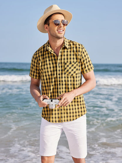 Casual Short Sleeve Plaid Shirt (US Only)