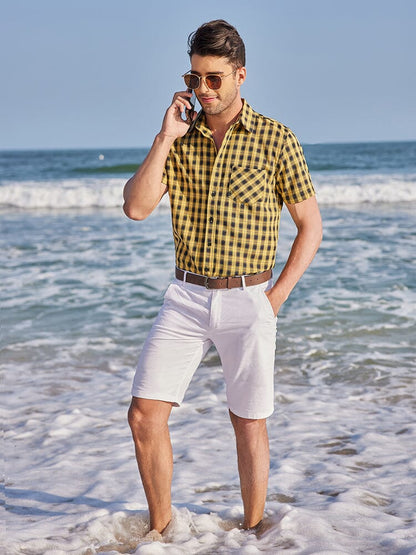 Casual Short Sleeve Plaid Shirt (US Only)