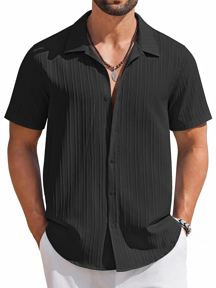 Casual Summer Textured Short Sleeve Shirt (US Only)