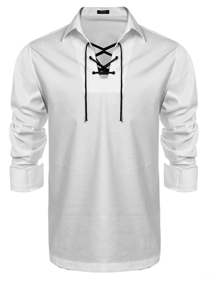 Casual Lace Up Henley Shirt (US Only)