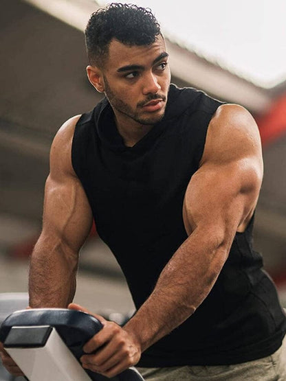 Workout Bodybuilding Muscle Sleeveless Hooded Tank Top (US Only)