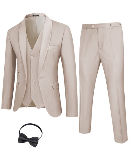 4 Pieces Suit Shawl Lapel Tuxedo Slim Fit Set (US Only)