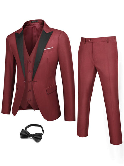3 Piece Tuxedo Suit Set with Bow Tie (US Only)