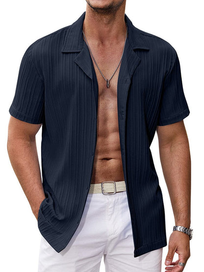 Casual Breathable Solid Pit Stripe Shirt (US Only)