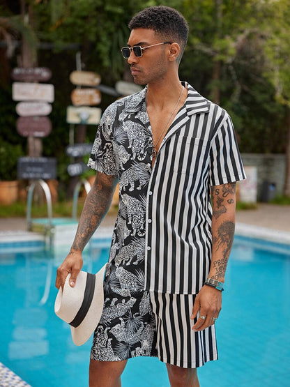 Hawaiian Splicing Beach Shirt Set (US Only)